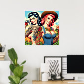 Getatoeëerde boerenmeisjes poster (Thuiskantoor)
