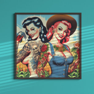 Getatoeëerde boerenmeisjes poster
