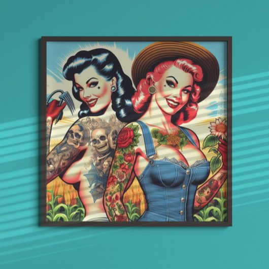 Getatoeëerde boerenmeisjes poster