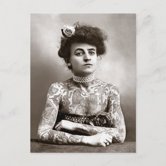 Getatoeëerde dame, 1907 briefkaart (Voorkant)