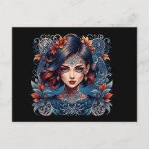 Getatoeëerde damesclub, blauw