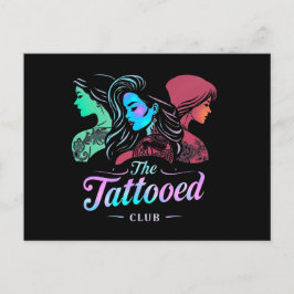 Getatoeëerde damesclub, regenboogkleuren briefkaart