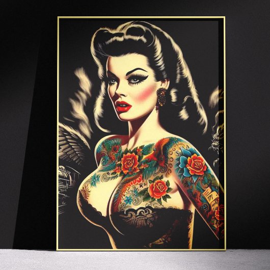 Getatoeëerde goth pin-up perfect poster