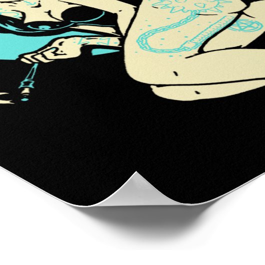 Getatoeëerde Gothic Pin-up Girl Horror Ghost Moon  Poster (Hoek)