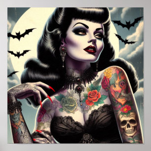 Getatoeëerde gotische vrouw poster