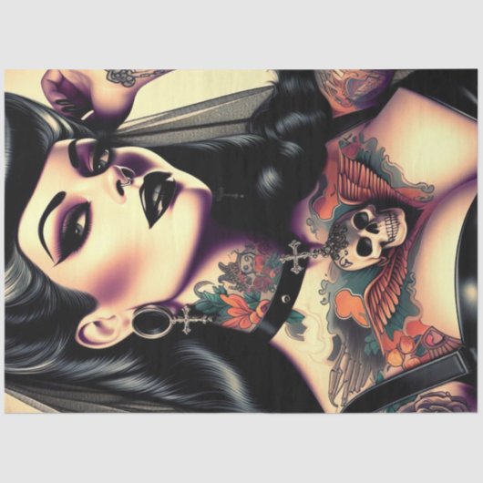 Getatoeëerde gotische vrouw tissuepapier (Voorkant)