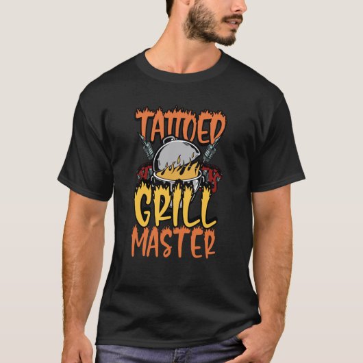 Getatoeëerde Grill Meester Roker Gril Barbecue Vle T-shirt (Voorkant)