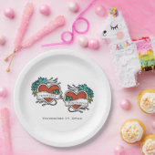 Getatoeëerde harten, tatoeage grafische bruiloft papieren bordje (Feest)