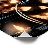 Getatoeëerde heks met zwarte kat en volle maan perfect poster (Hoek)