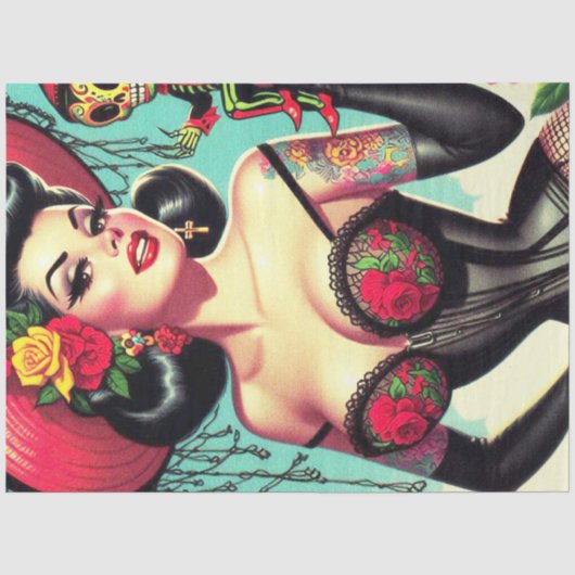getatoeëerde heksenpin-up tissuepapier (Voorkant)