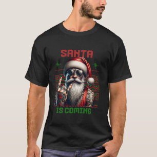 Getatoeëerde Kerstman Inked Xmas mannen Vrouwen Le T-shirt