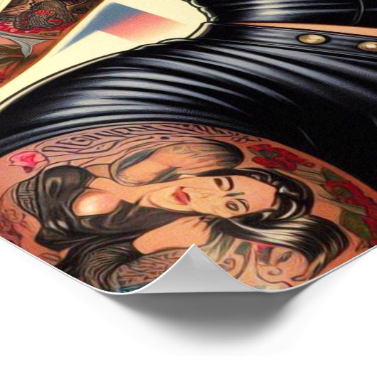 getatoeëerde lederen pin-up poster (Hoek)