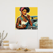 getatoeëerde mechanische pin-up poster (Keuken)
