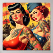 Getatoeëerde militaire pin-up poster (Voorkant)