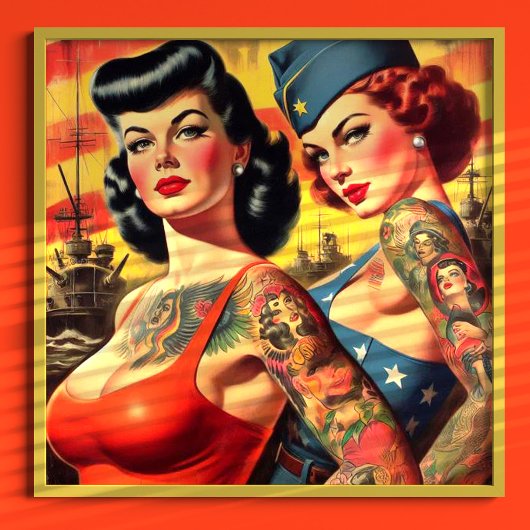 Getatoeëerde militaire pin-up poster