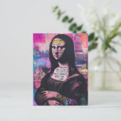 Getatoeëerde Mona Lisa Mixed Media Collage Briefkaart (Staand voorkant)