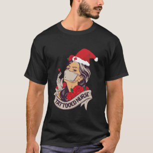 Getatoeëerde Nurse RN Christmas Santa Hat Nurse Pr T-shirt