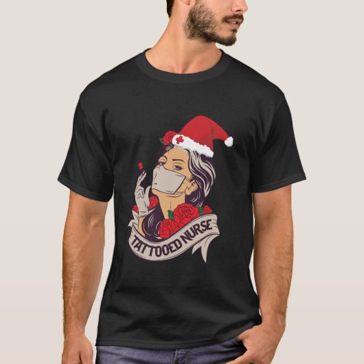 Getatoeëerde Nurse RN Christmas Santa Hat Nurse Pr T-shirt (Voorkant)