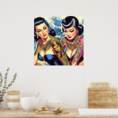 Getatoeëerde oosterse meisjes poster (Keuken)