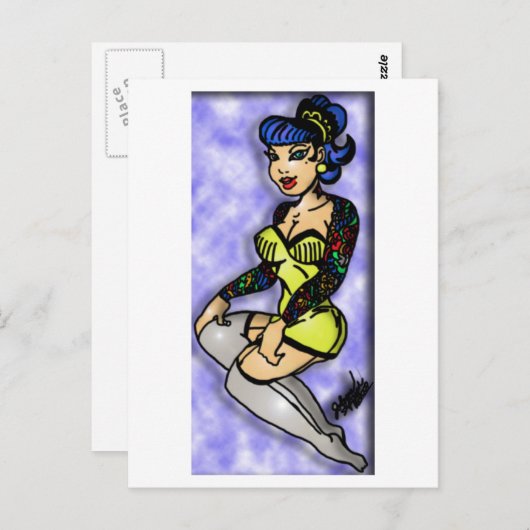 getatoeëerde pin omhoog briefkaart (Voorkant / Achterkant)