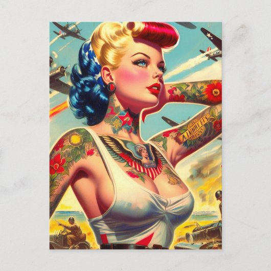  getatoeëerde pin-up briefkaart (Voorkant)