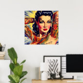  getatoeëerde pin-up poster (Thuiskantoor)