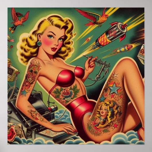  getatoeëerde pin-up poster (Voorkant)