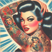  getatoeëerde pin-up sticker (Voorkant)