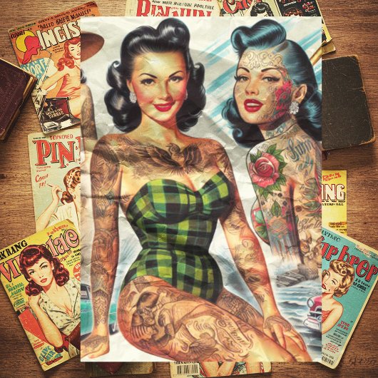  getatoeëerde pin-ups tissuepapier