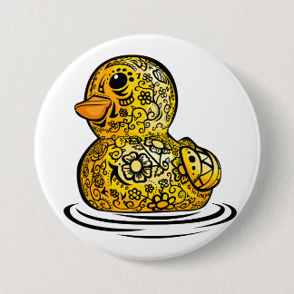 getatoeëerde rubberen eend ronde button 7,6 cm