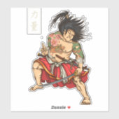 Getatoeëerde samoerai krijger zwaard sticker (Vel)