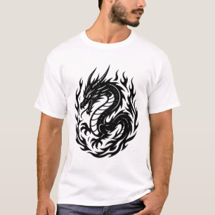 Getatoeëerde Stijl van de Opgerolde Vuurdraak T-shirt