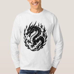 Getatoeëerde Stijl van de Opgerolde Vuurdraak T-shirt