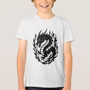 Getatoeëerde Stijl van de Opgerolde Vuurdraak Tri-Blend Shirt