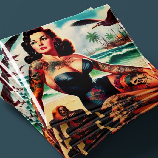 Getatoeëerde strand pin-up magneet