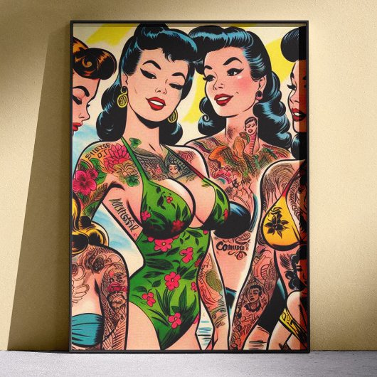 Getatoeëerde stripfiguren meisjes perfect poster