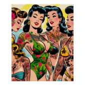 Getatoeëerde stripfiguren meisjes perfect poster (Voorkant)