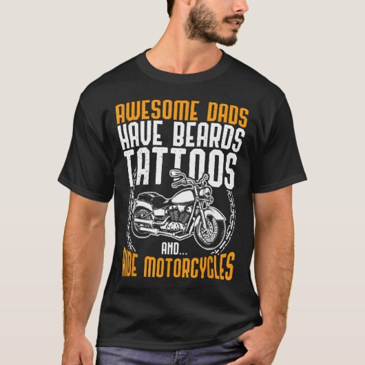 Getatoeëerde Vader Motorfiets Vaderdag Grappig T-shirt (Voorkant)