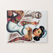 Getatoeëerde verpleegster pin-up legpuzzel (Horizontaal)