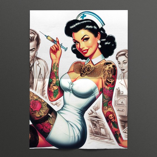 Getatoeëerde verpleegster pin-up tissuepapier
