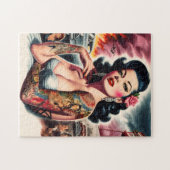 Getatoeëerde vintage pin-up legpuzzel (Horizontaal)