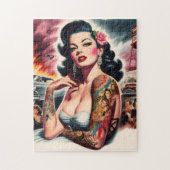 Getatoeëerde vintage pin-up legpuzzel (Verticaal)