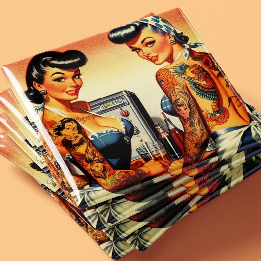 Getatoeëerde Vintage Pin-ups Magneet