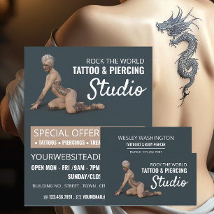 Getatoeëerde Vrouw, Tattoo & Body Piercing Studio Flyer