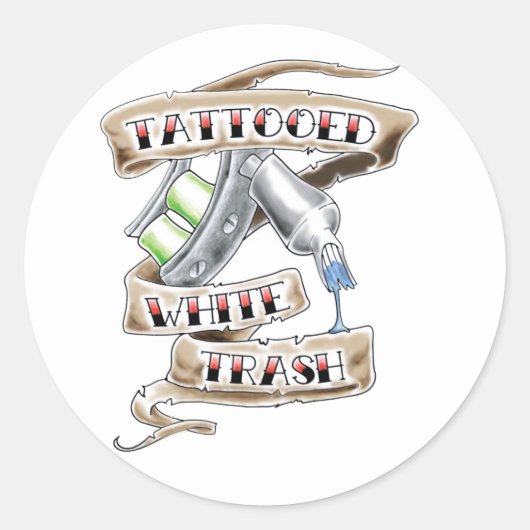 Getatoeëerde witte prullenbak Stickers (Voorkant)