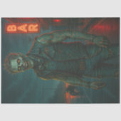 Getatoeëerde Zombie Biker | Gothic Halloween Undea Tissuepapier (Voorkant)