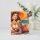 Getatoeëerde zomerpin-up briefkaart (Staand voorkant)
