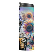 Getatoeëerde Zonnebloem Luipaard Koffie Cool Thermosbeker (Geroteerd rechts)