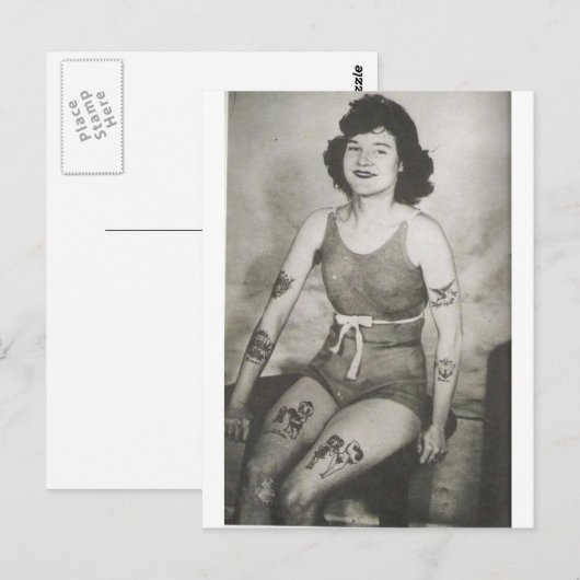 Getatoeëerde zwemschoonheid briefkaart (Voorkant / Achterkant)