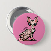 Getatteerde Meow Cat-knop Ronde Button 7,6 Cm (Voorkant /achterkant)